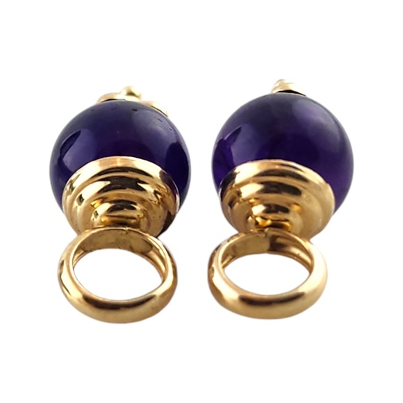 14 Karat Yellow Gold Purple Bead Hoop Earring Enhancers #18568 - Picture 3 of 6